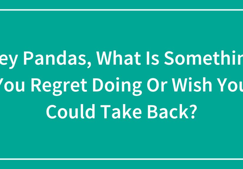 Hey Pandas, What Is Something You Regret Doing Or Wish You Could Take Back?