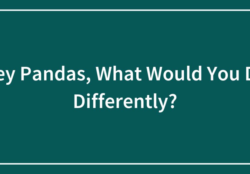 Hey Pandas, What Would You Do Differently?