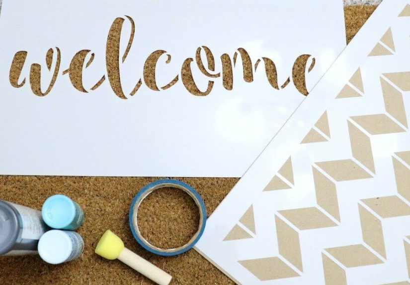 How to Make a Stenciled Welcome Mat