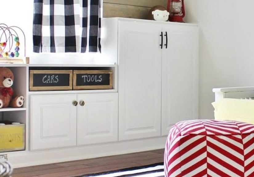 Playroom Makeover with Built-In Cabinets for Storage