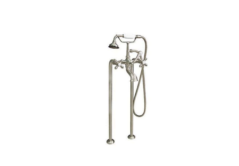 Freestanding Telephone Tub Faucet & Supplies - Cross Handles