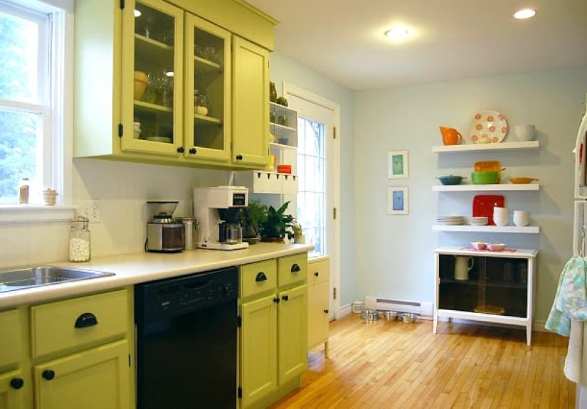Kitchen With Green Cabinets