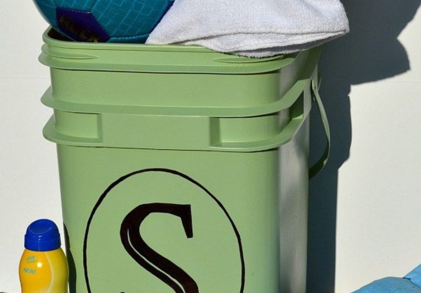 Repurposed Plastic Container to DIY Pool Storage