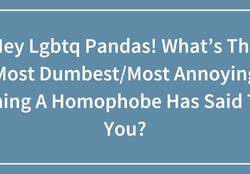 Hey Lgbtq Pandas! What’s The Most Dumbest/Most Annoying Thing A Homophobe Has Said To You?