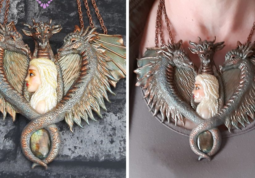 I Created Mother Of Dragons Necklace From Polymer Clay
