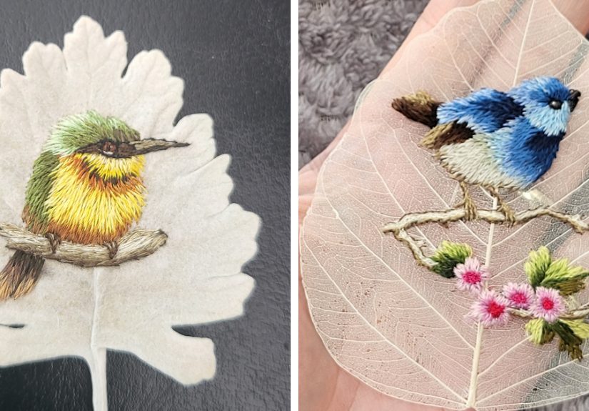 I Love To Create Lifelike Needle Paintings On Real Leaves (6 Pics)