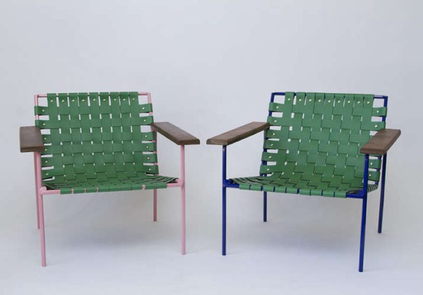 Woven Leather Chairs with a West Coast Edge