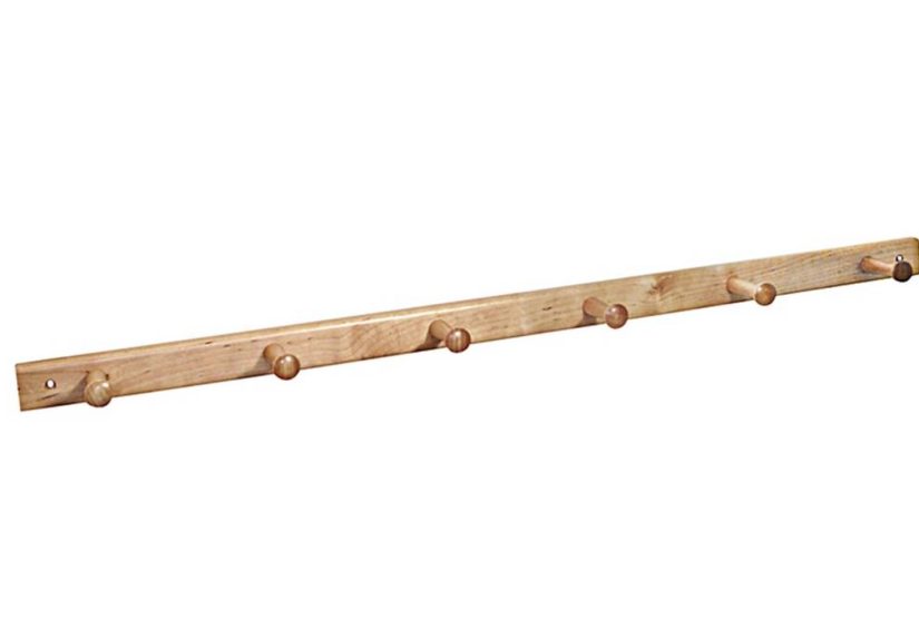Interdesign 91528 6 Peg Wood Rack, Natural Lacquer