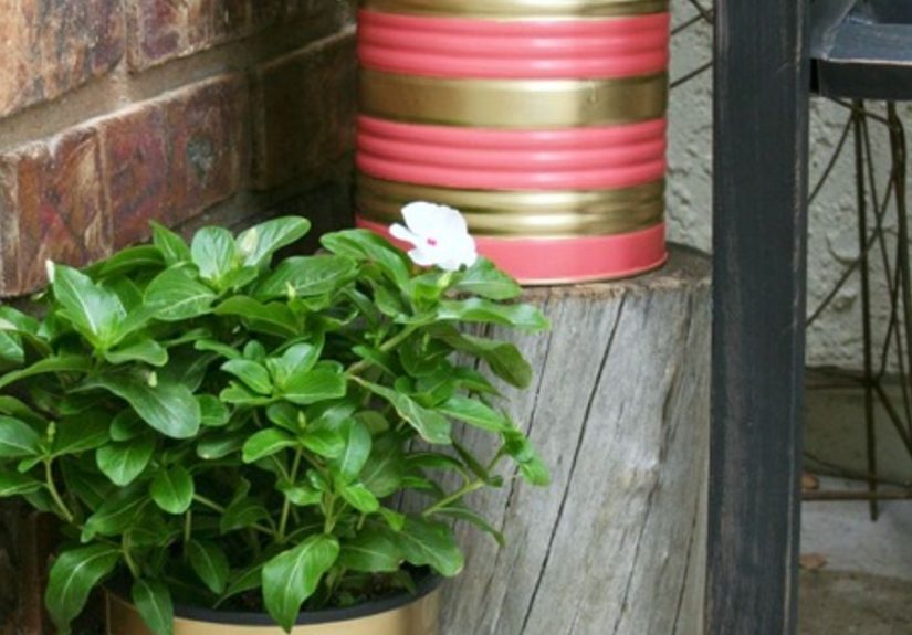 Painted Tin Can Planters